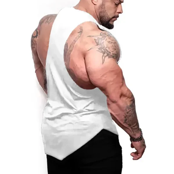 Black Bat Print Gym Fitness Running Sportswear Mens Training Bodybuilding Tank Tops Cotton Breathable Sleeveless Loose Shirts - Image 4