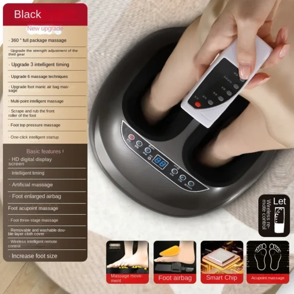 Foot Massager Heating Therapy Hot Compression Shiatsu Knead Roller Muscle Relaxation Pain Relief Electric Foot Massage Machine - Image 6