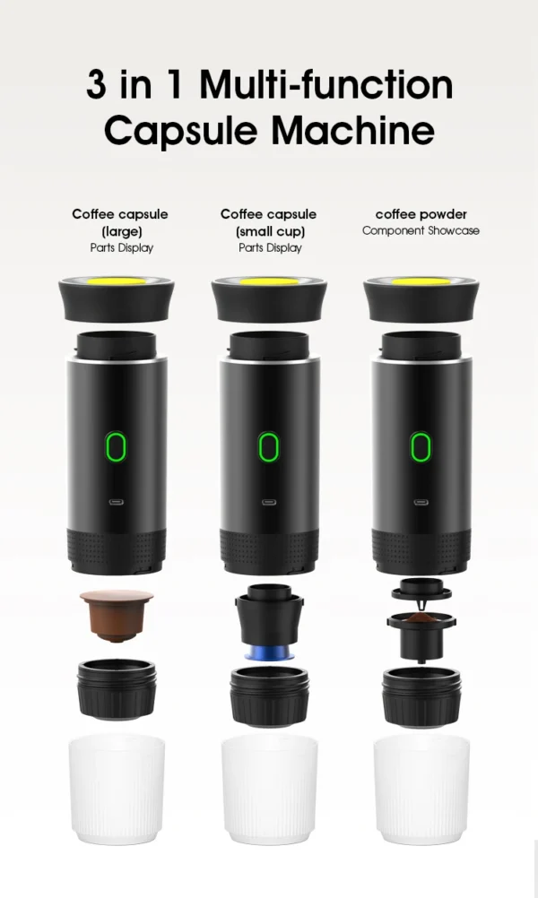 Wireless Electric Portable Espresso Coffee Machine for Car & Home Camping Coffee Maker 3-in-1 Capsule Powder Travel Coffee Maker - Image 24