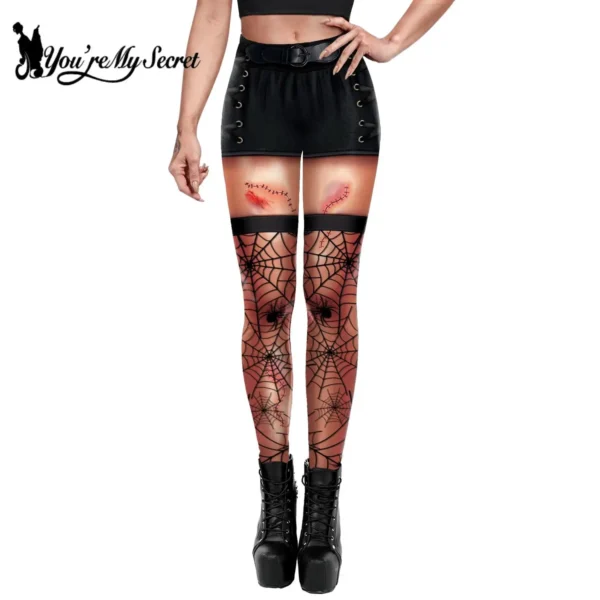 [You're My Secret] Sexy Spider Web Funny Pattern 3D Print Women Pants High Waist Fashion Slim Fitness Elastic Halloween Leggings - Image 2
