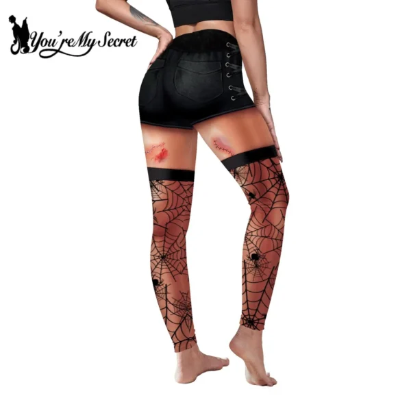[You're My Secret] Sexy Spider Web Funny Pattern 3D Print Women Pants High Waist Fashion Slim Fitness Elastic Halloween Leggings - Image 3