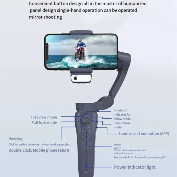 F12 3-Axis Handheld Gimbal Smartphone Stabilizer Cellphone Selfie Stick for Phone Vlog Anti Shake Video Recording HOT - Image 3