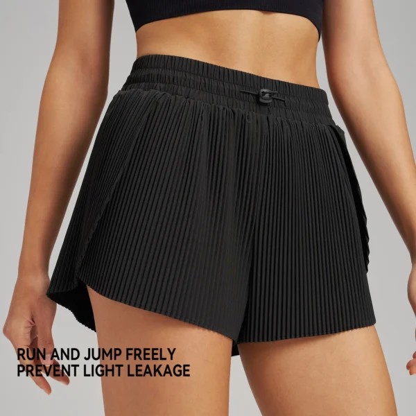 Sports Outdoor Fitness Yoga Shorts Fake Two Pieces Pleated Skirt Pants Breathable Quick Dry Three Point Pants Yoga Skirt - Image 4