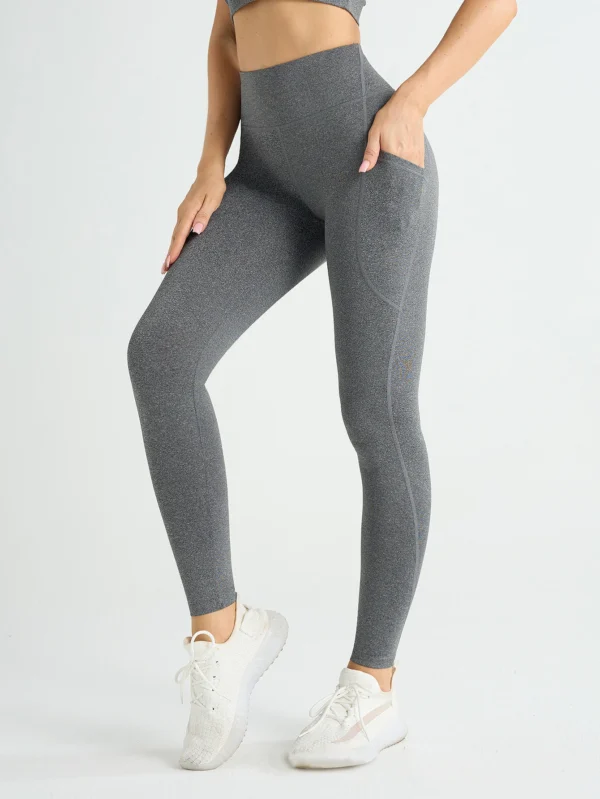 Solid Color Side Pockets Leggings For Women High Waist Sportswear Cycle Yoga Pants Push Up Fitness Leggings - Image 6