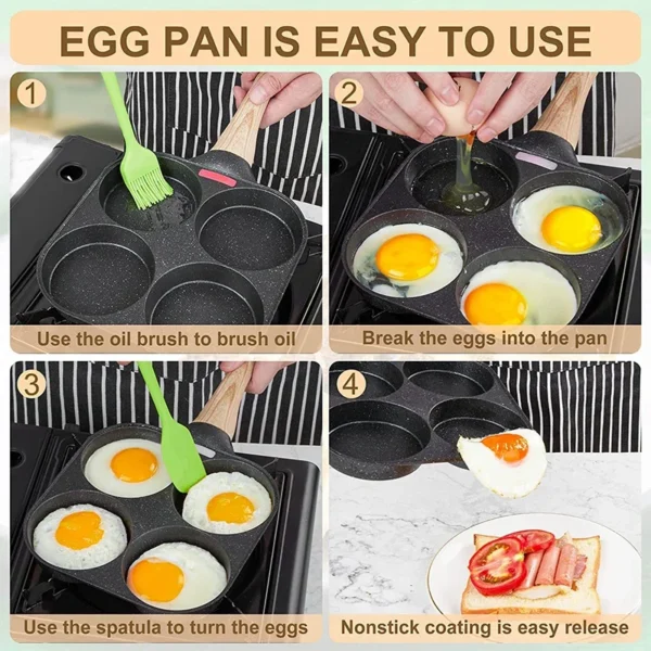 2/4-Hole Breakfast Maker Cookware Pan Frying Pot Pan Thickened Omelet Pan Non-stick Egg Pancake Steak Pan Cooking Egg Ham Pans - Image 4