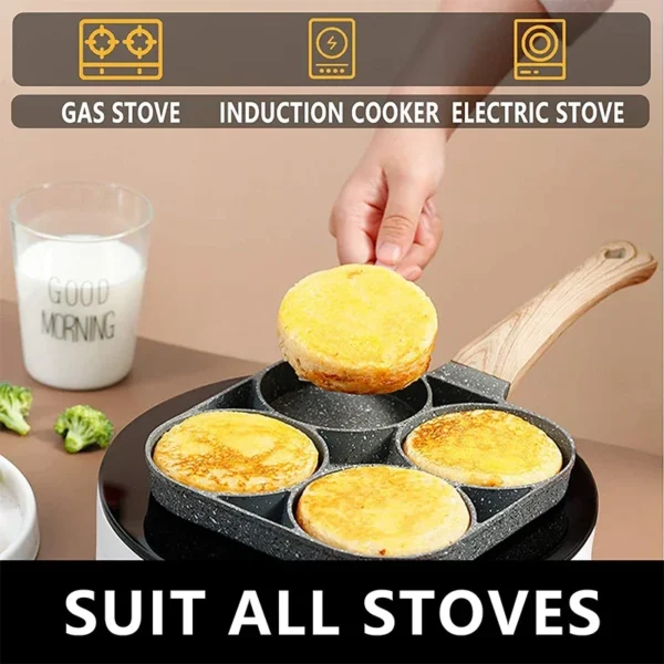 2/4-Hole Breakfast Maker Cookware Pan Frying Pot Pan Thickened Omelet Pan Non-stick Egg Pancake Steak Pan Cooking Egg Ham Pans - Image 3